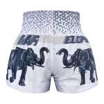 TUFF MUAY THAI SHORTS WAR ELEPHANT WHITE/BLUE