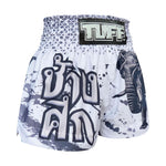 TUFF MUAY THAI SHORTS WAR ELEPHANT WHITE/BLUE