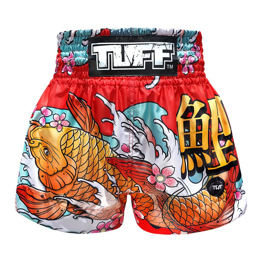 TUFF MUAY THAI SHORTS JAPANESE KOI FISH RED/YELLOW