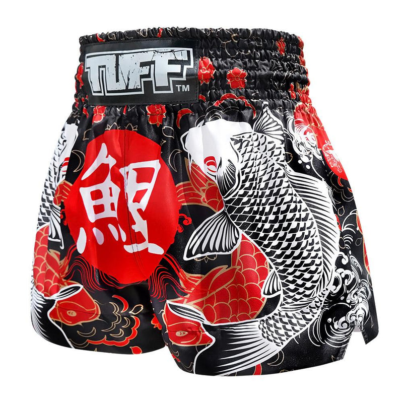 TUFF MUAY THAI SHORTS JAPANESE KOI BLACK/RED