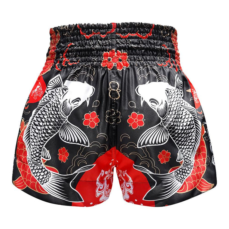 TUFF MUAY THAI SHORTS JAPANESE KOI BLACK/RED