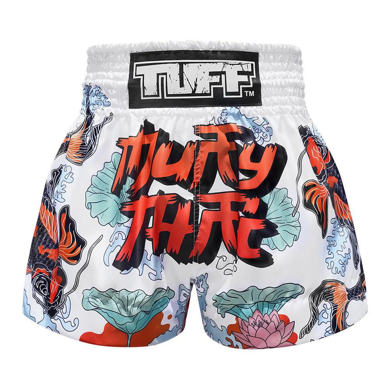 TUFF MUAY THAI SHORTS KOI FISH WHITE/ORANGE