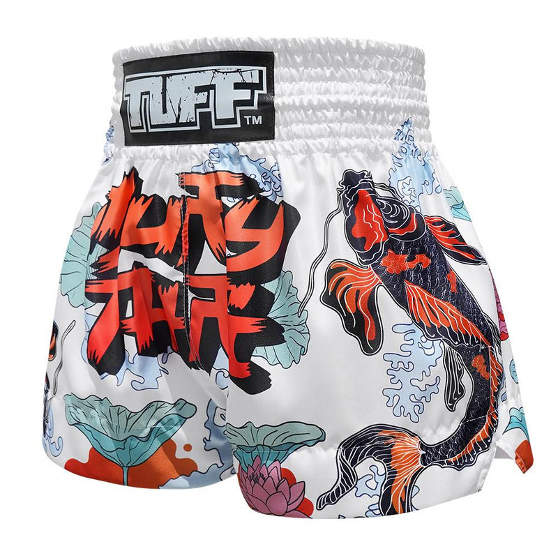 TUFF MUAY THAI SHORTS KOI FISH WHITE/ORANGE