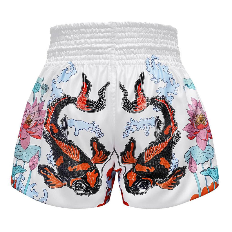 TUFF MUAY THAI SHORTS KOI FISH WHITE ORANGE MSM FIGHT SHOP