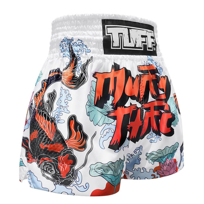 TUFF MUAY THAI SHORTS KOI FISH WHITE/ORANGE