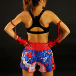 TUFF MUAY THAI SHORTS JAPANESE CRANE BLUE/WHITE