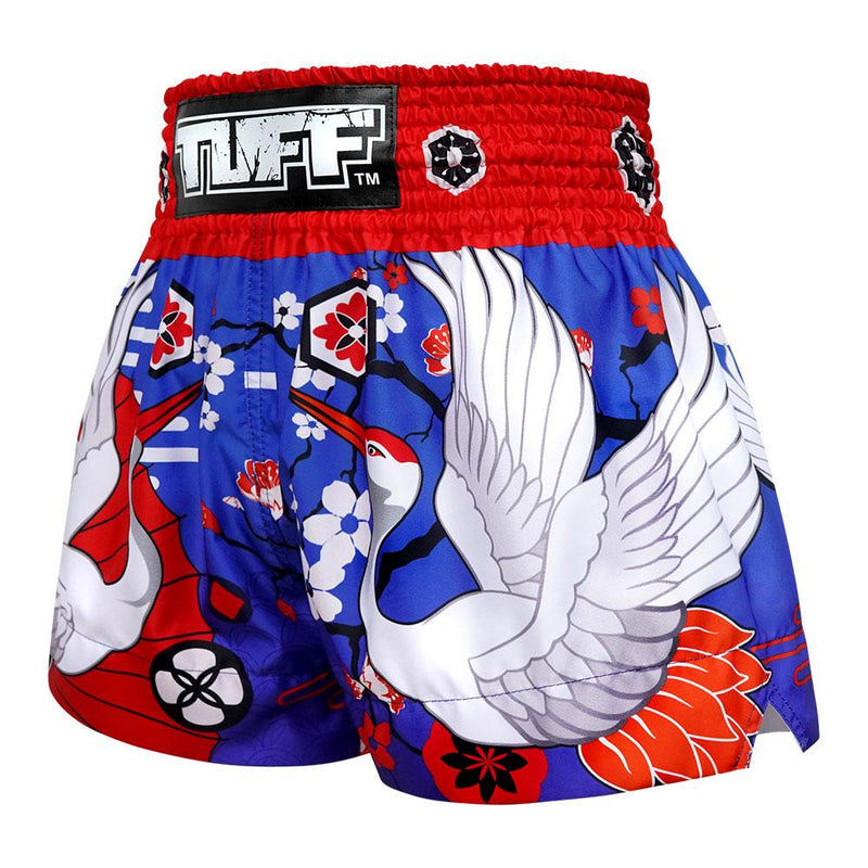 TUFF MUAY THAI SHORTS JAPANESE CRANE BLUE/WHITE