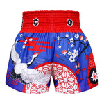 TUFF MUAY THAI SHORTS JAPANESE CRANE BLUE/WHITE