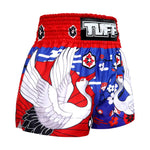 TUFF MUAY THAI SHORTS JAPANESE CRANE BLUE/WHITE