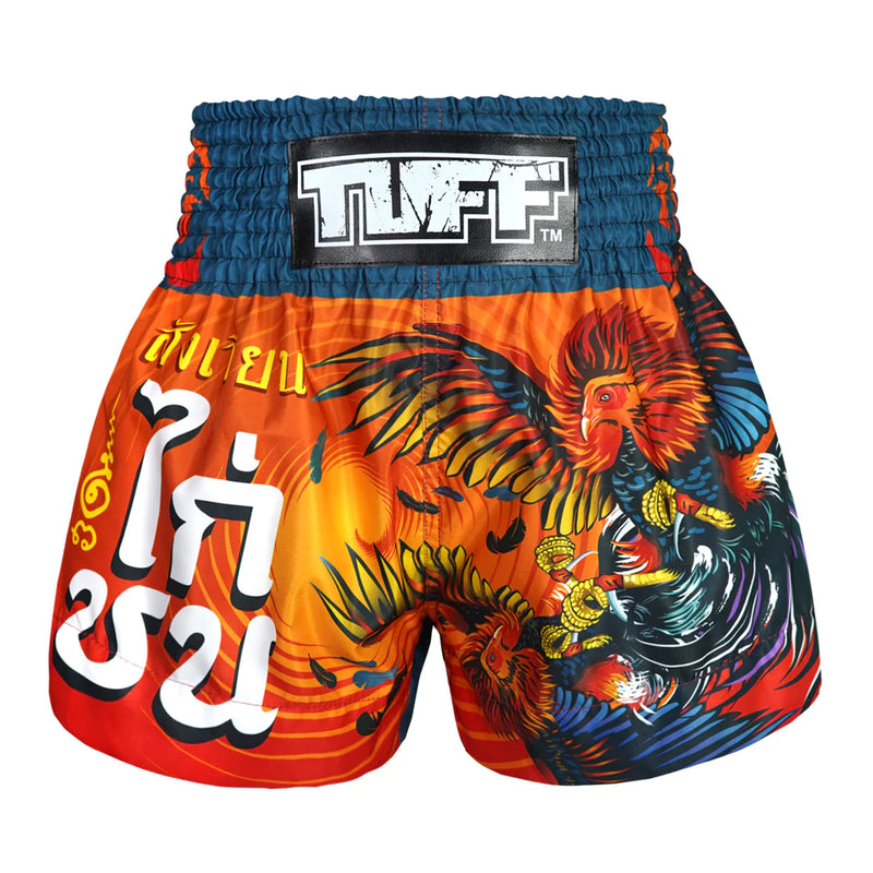 TUFF MUAY THAI SHORTS ROOSTER ORANGE/BLUE