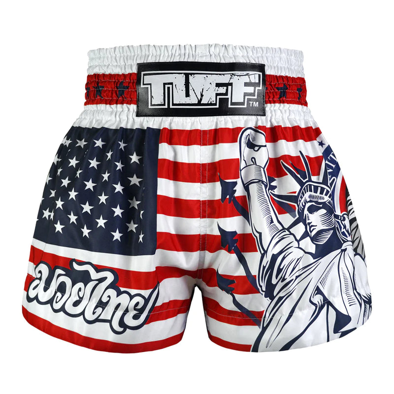 TUFF MUAY THAI SHORTS THAI LIBERTY WHITE/RED/BLUE