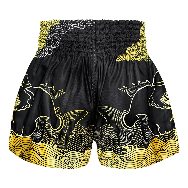 TUFF MUAY THAI SHORTS WAREE KUNCHORN BLACK/GOLD/GREY