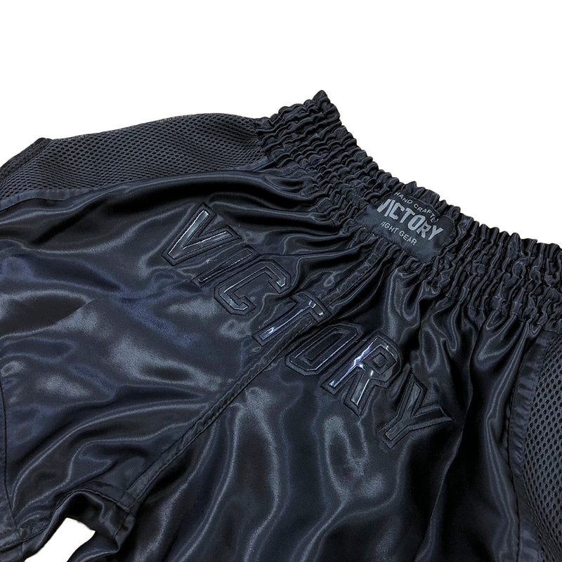 VICTORY MUAY THAI SHORTS STEALTH BLACK/BLACK