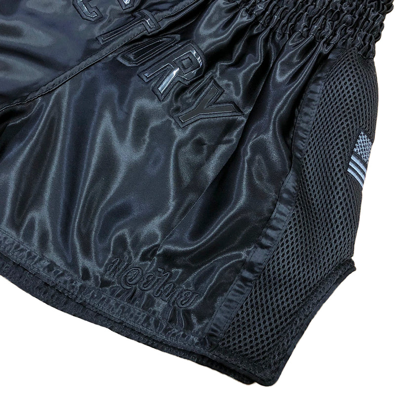 VICTORY MUAY THAI SHORTS STEALTH BLACK/BLACK