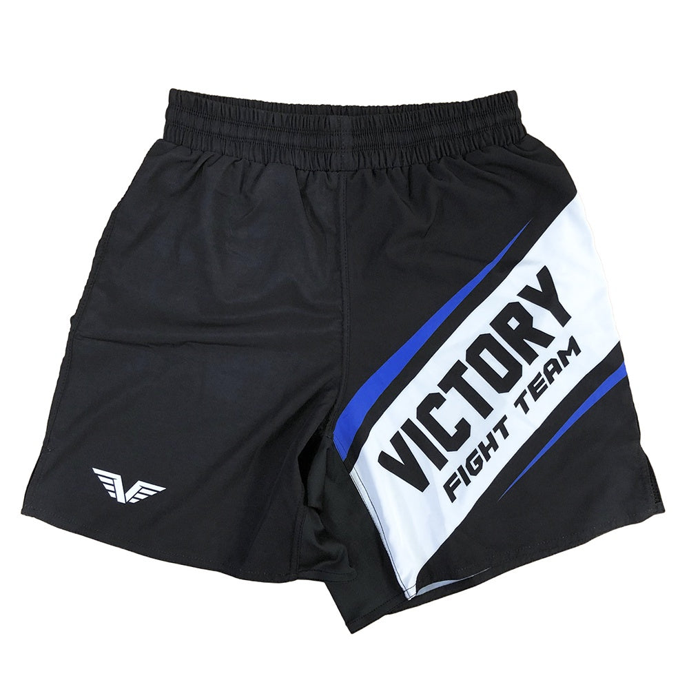 VICTORY SHORTS MMA FIGHT TEAM BLACK/WHITE/BLUE