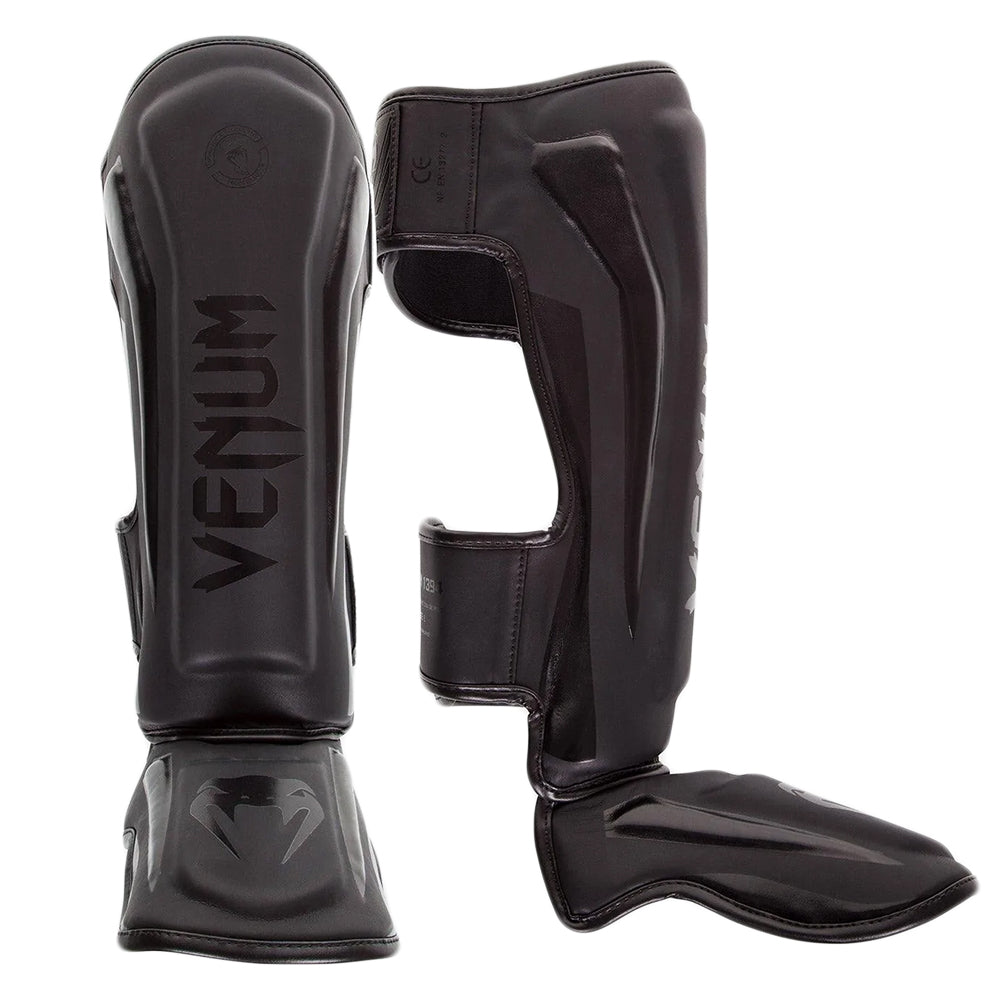 VENUM SHINGUARDS ELITE BLACK/BLACK – MSM FIGHT SHOP