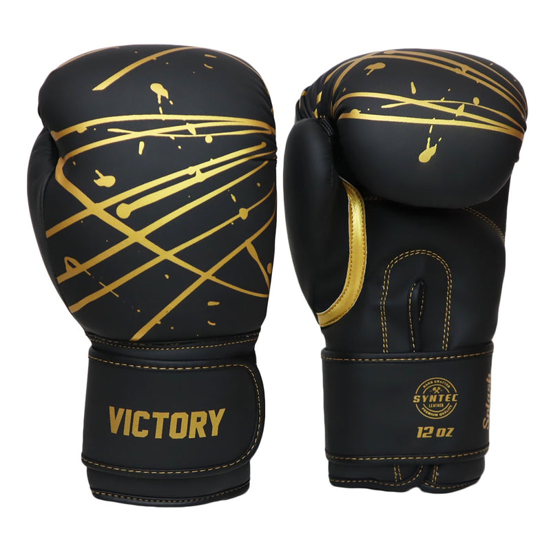 VICTORY GLOVES BOXING SPLASH SYNTEC HOOK AND LOOP BLACK/GOLD