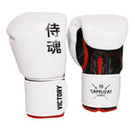 VICTORY GLOVES SAMURAI LEATHER HOOK AND LOOP WHITE/BLACK