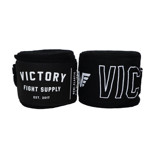 VICTORY HANDWRAPS BOXING SEMI STRETCH 4.5 METER 180" BLACK/WHITE