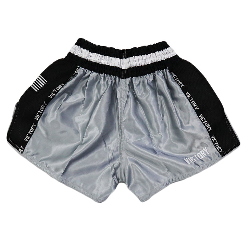 VICTORY MUAY THAI SHORTS IMPACT BLACK/SILVER/WHITE