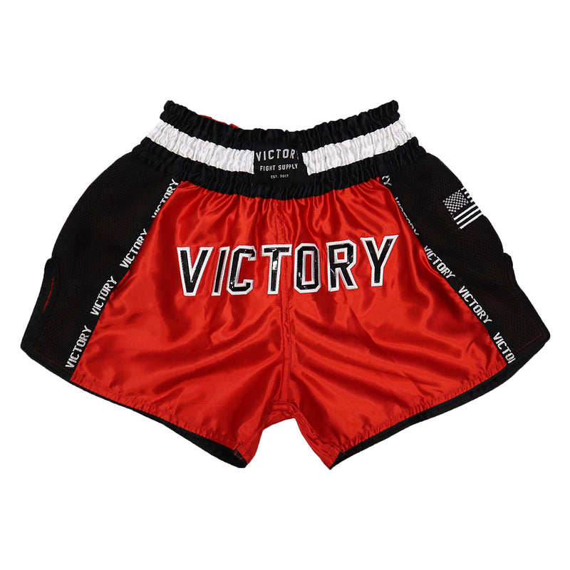 VICTORY MUAY THAI SHORTS IMPACT RED/BLACK