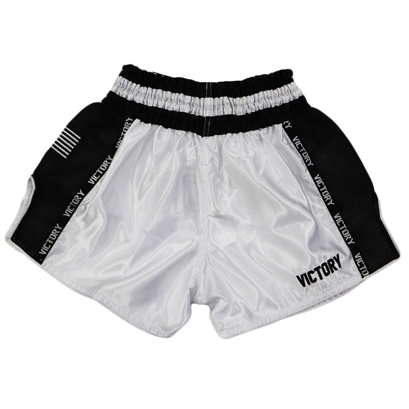 VICTORY MUAY THAI SHORTS IMPACT WHITE/BLACK