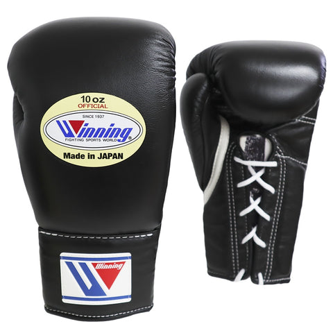 WINNING FIGHT GLOVES PRO LACE BLACK MSM FIGHT SHOP