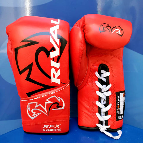 RIVAL GLOVES LACE RFX GUERRERO PRO FIGHT GLOVES RED/RED