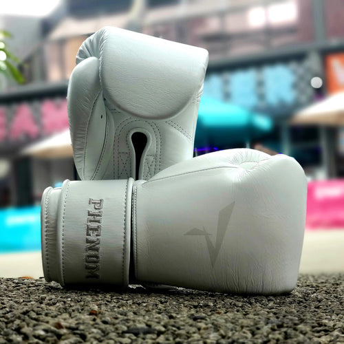 PHENOM BOXING GLOVES ELITE SG210S HOOK AND LOOP LEATHER WHITE