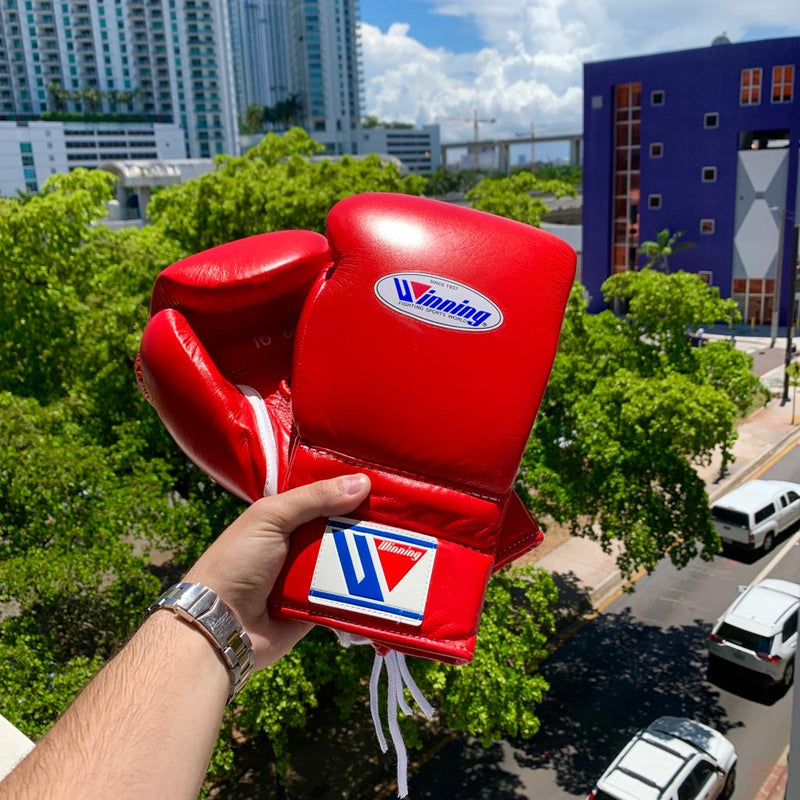 WINNING GLOVES LACE BOXING RED
