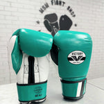 VICTORY GLOVES SAVAGE V2 LEATHER HOOK AND LOOP AQUA/BLACK/WHITE
