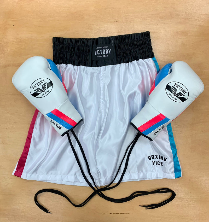 VICTORY BOXING SHORTS MIAMI VICE SERIES WHITE