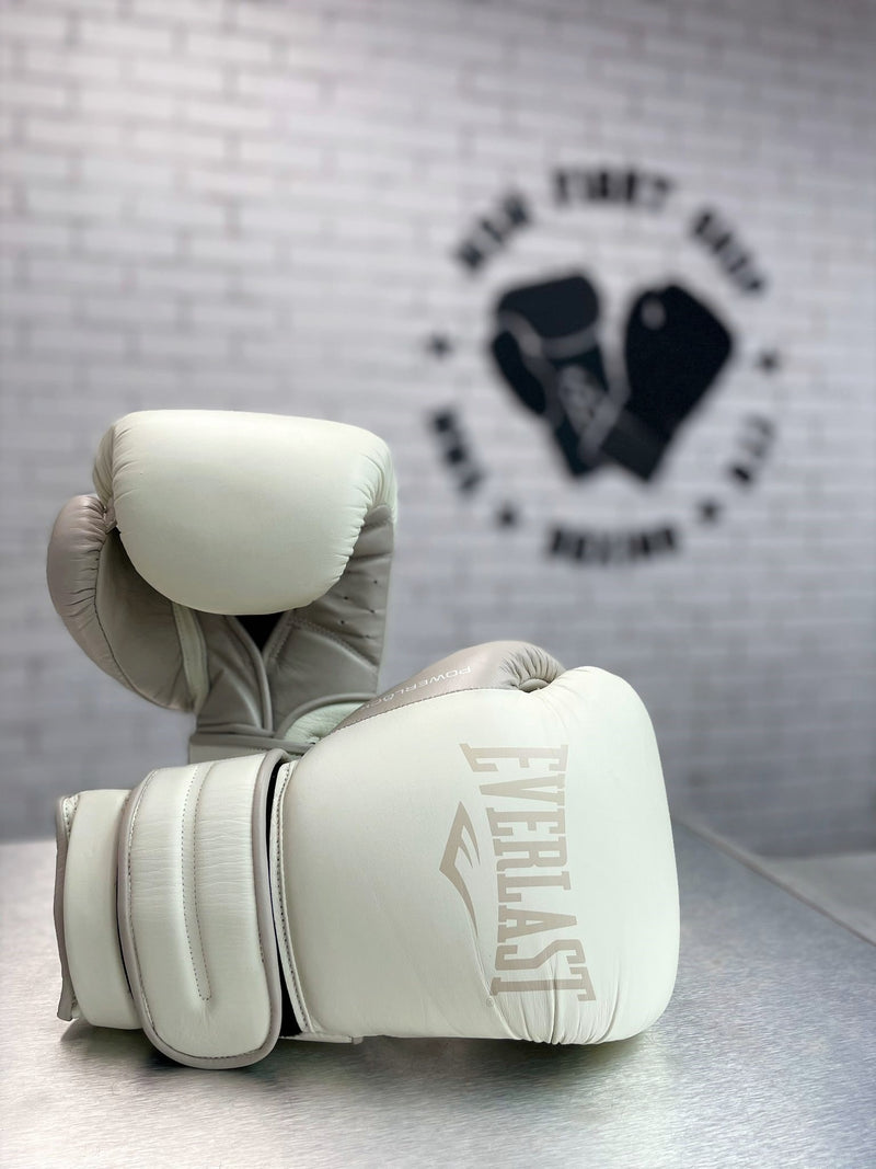 EVERLAST GLOVES POWERLOCK 2 LEATHER HOOK & LOOP BONE WHITE