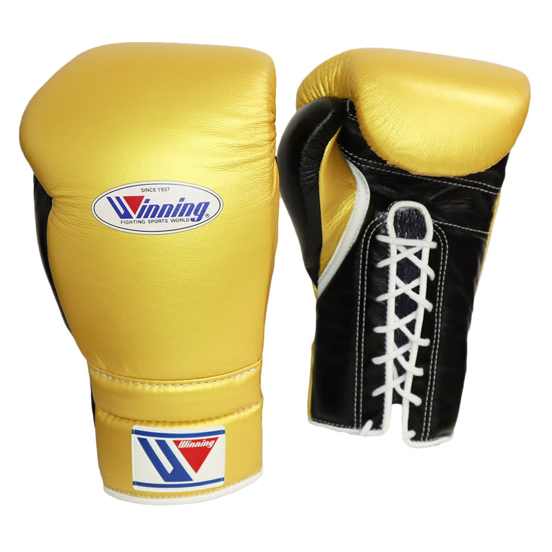 WINNING GLOVES CUSTOM HOOK & LOOP GOLD/BLACK 16OZ