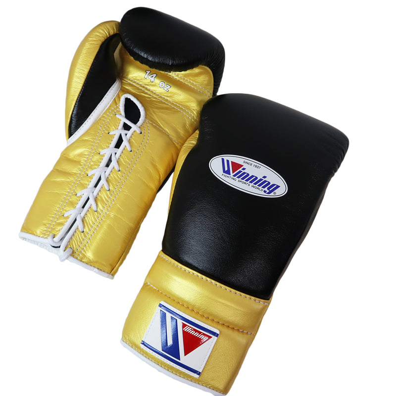 WINNING GLOVES CUSTOM LACE BLACK GOLD MSM FIGHT SHOP