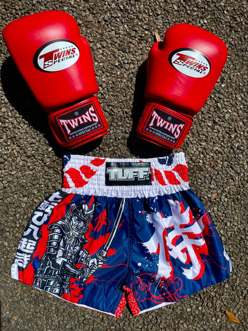 TUFF MUAY THAI SHORTS SAMURAI BLUE/RED/WHITE