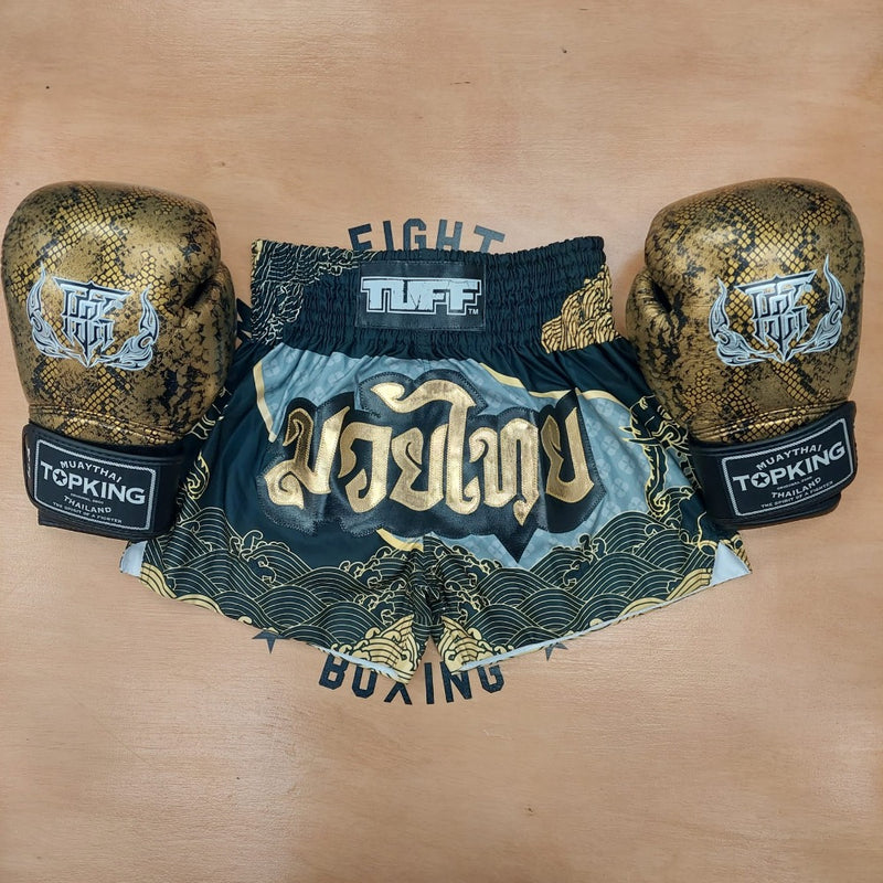 Gold Muay thai shorts — Kings Mma