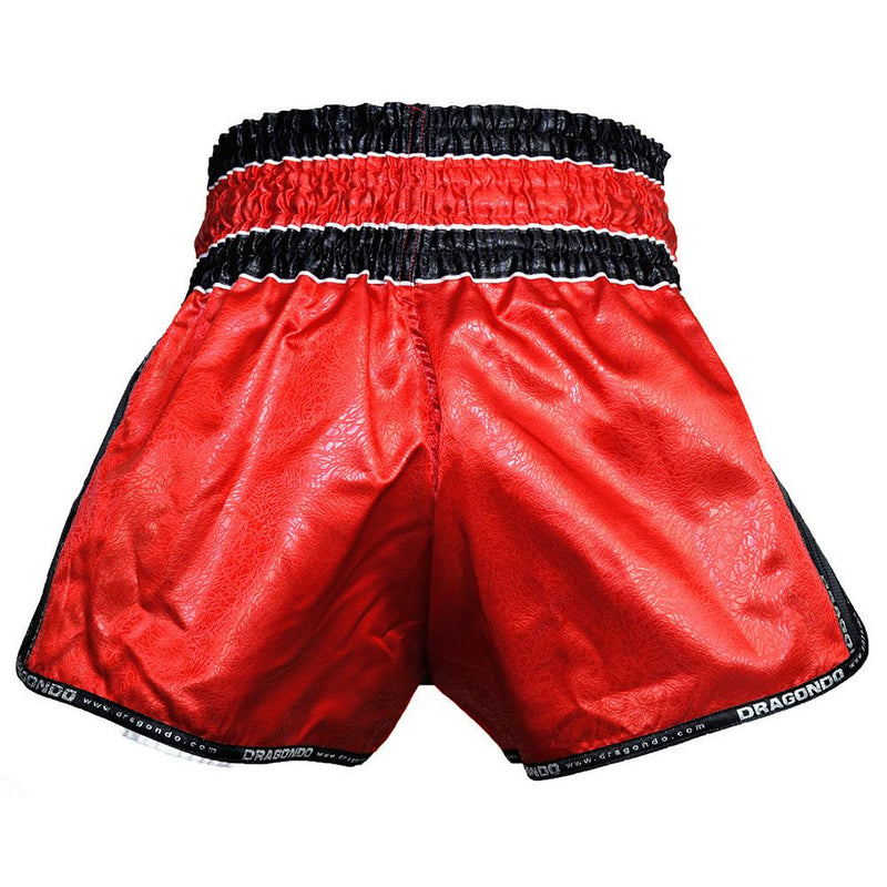 RSBK Retro Muay Thai Shorts BLACK, Red Trim