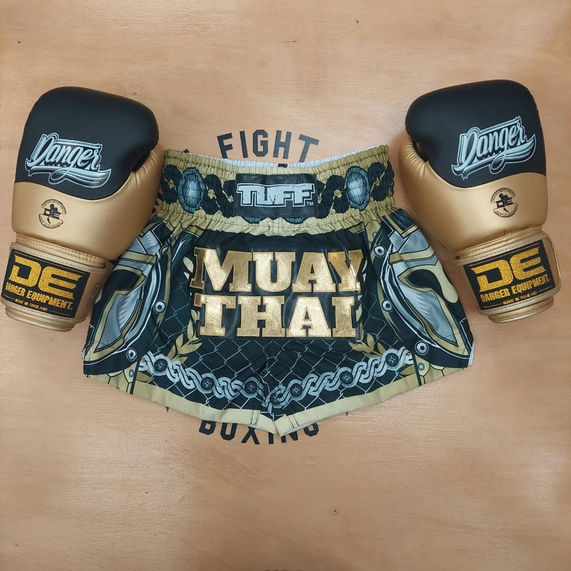 TUFF MUAY THAI SHORTS GLADIATOR GOLD/BLACK