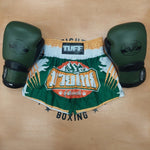 TUFF MUAY THAI SHORTS MOUNTAIN BEAR GREEN/WHITE
