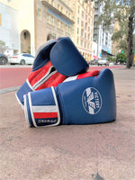 VICTORY GLOVES SAVAGE V2 LEATHER HOOK AND LOOP BLUE/RED/WHITE
