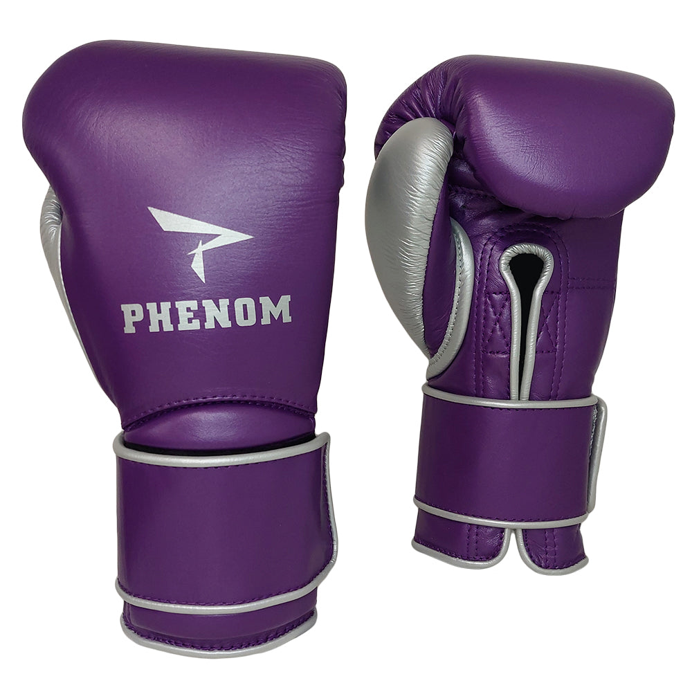 PHENOM BOXING GLOVES ELITE SG202S HOOK AND LOOP PURPLE/SILVER
