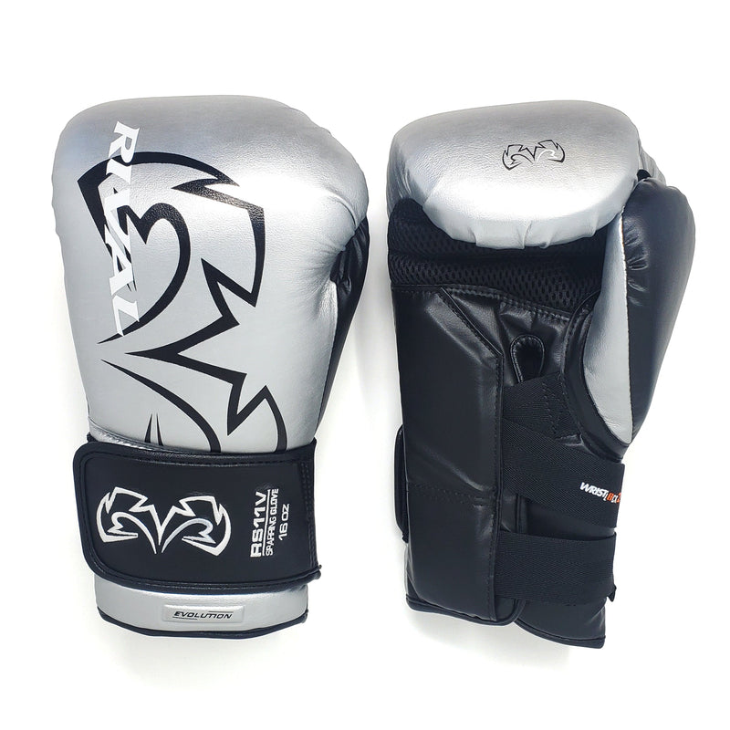 RIVAL GLOVES RS11V BOXING HOOK AND LOOP SILVER BLACK