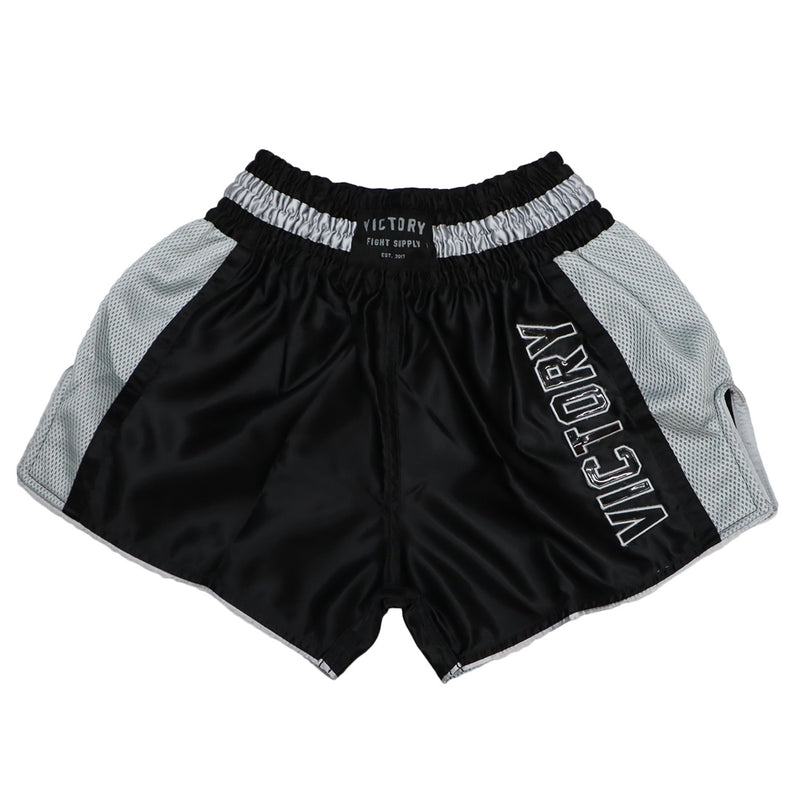 VICTORY MUAY THAI SHORTS CARBON BLACK/SILVER