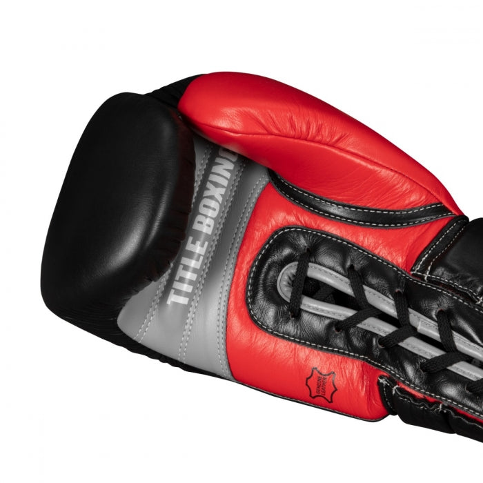 TITLE GLOVES ENFORCER LACE LEATHER SPARRING BLACK/RED